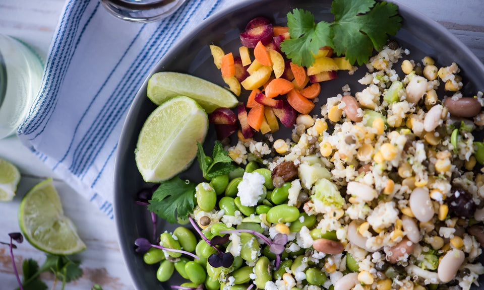 Assorted whole grains and legumes rich in nutrients