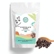 Organic Chocolate Chips / Choc Drops - Glorious Foods Peruvian choc chips Dairy Free, Gluten Free Retail Pack 250g