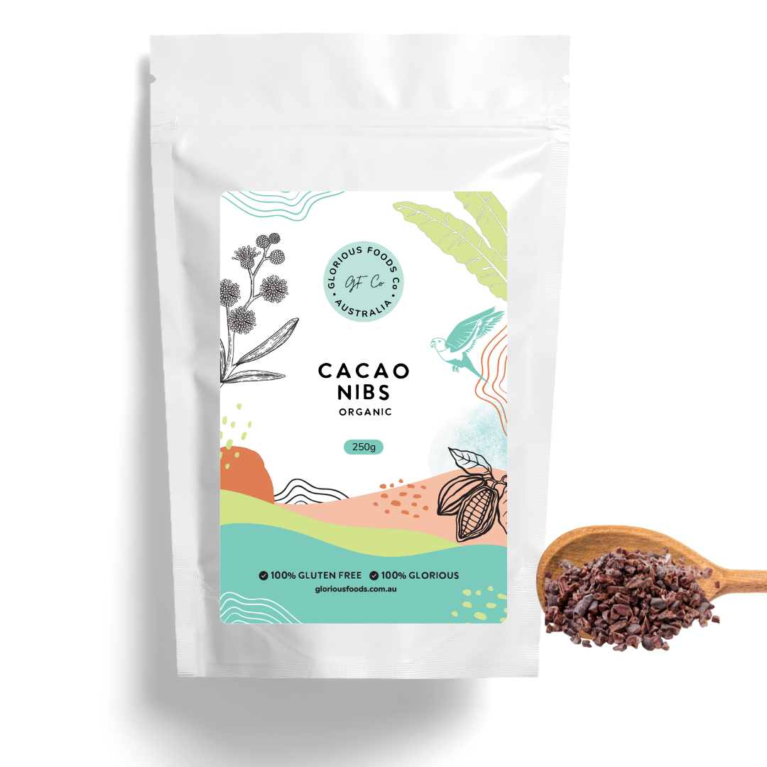 Cacao Nibs Organic - Glorious Foods Co Gluten Free Vegan Kosher Peruvian - 500g Retail Panty Pack