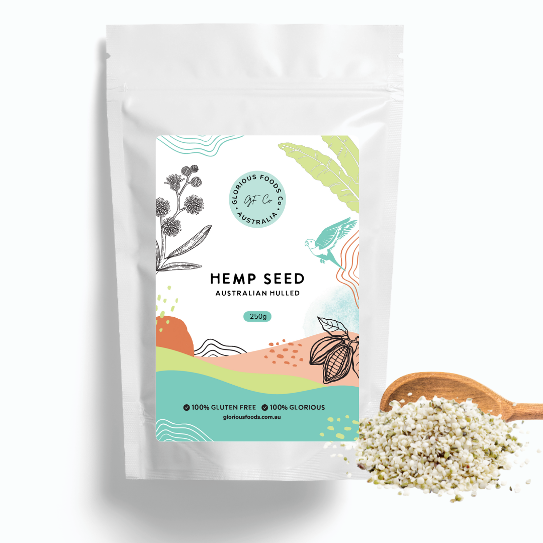 Glorious Foods Co Hemp Seeds Hulled - Australian Premium Gluten Free Pantry Pack 250g