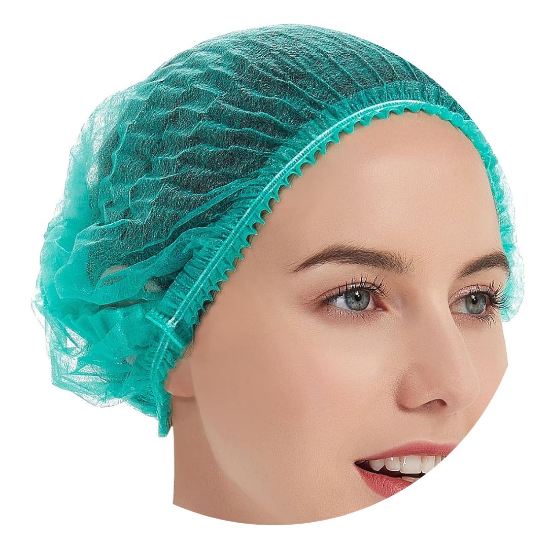Hair Net Disposable - Food Safety HACCP Crimped non-woven PP Polypropylene Green Food Manufacturing