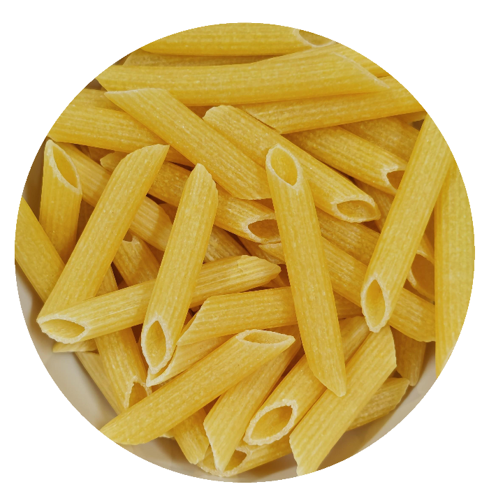 Gluten-free tube pasta, rigatoni shape, from Gluten Free Wholesalers Australia, shown in a clear image.