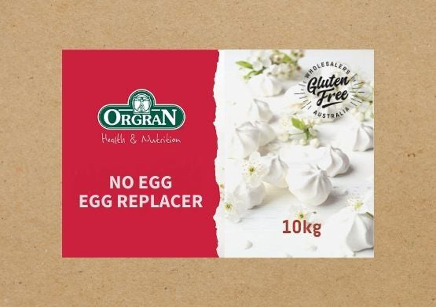 Egg replacer Orgran in bulk packaging (10kg), perfect for gluten-free wholesalers and healthy food production.